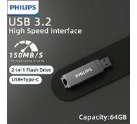 Shein Unidad de memoria USB PHILIPS de 64GB, USB 2.0, diseño giratorio