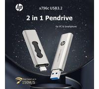 Shein Unidad flash USB3.2 Tipo C HP de 256GB, 128GB, 64GB, pendrive, memoria portátil, dispositivo de almacenamiento de metal, memoria USB 2 en 1 para PC, p