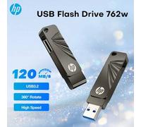 Shein Unidad USB 3.2 de metal HP de 32GB, 64GB, 128GB y 256GB, disco flash giratorio, pendrive de alta velocidad para almacenamiento externo en laptops, com