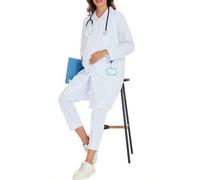 Shein Uniforme de maternidad de manga larga con abertura frontal para enfermeras, ropa de trabajo para dentistas, atención médica, hospital de mascotas, lab
