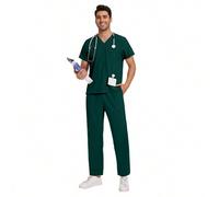 Shein Uniformes para hombres tipo bata (conjuntos de ropa) para trabajo en laboratorio, clínica dental, hospital, doctor, uniformes de farmacia y enfermería