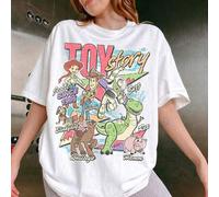 Shein Unisex Disney Baumwoll-T-Shirt con "Toy Story" Retro-Gruppenprint, Woody, Buzz y Co. im 90er-Jahre-Stil con "Since 1995" Schriftzug