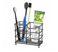 Shein Urbanstrive Soporte para cepillo de dientes y pasta de dientes de acero inoxidable 304, estante de almacenamiento de accesorios de baño, negro
