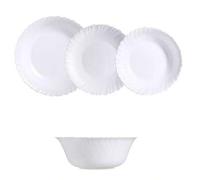 Shein vajilla 19 piezas con ensaladera vidrio opal blanco feston luminarc, 19 piezas-6 personas feston brillo 6 platos llanos 25 cm, 6 platos hondos 23,5 cm