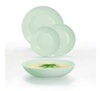 Shein Vajilla Apy 18 Piezas de Vidrio Opal en Blanco, Azul y Verde - Resistente y Moderna Fabricada en Francia - Apta para microondas frigorífico y lavavaji