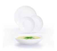 Shein Vajilla Apy 18 Piezas de Vidrio Opal en Blanco, Azul y Verde - Resistente y Moderna Fabricada en Francia - Apta para microondas frigorífico y lavavaji