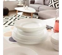 Shein vajilla blanca luminarc opal con copas y cubertería para 6 personas, 48 piezas - 6 personas apartamento brillo 1 vajilla opal, 6 copas vidrio y 1 cube