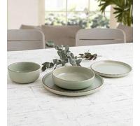 Shein Vajilla cerámica de 12 piezas Colección Duna - Estilo Natural en Tonos Crema, Gris y Verde - Apta para lavavajillas y microondas Entrega 48/72H