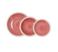 Shein Vajilla de cerámica 18 piezas para 6 personas Calypso - Colorres Rojo-Beige y Verde-Beige - Alegre y Moderna - Apta para el microondas y lavavajillas