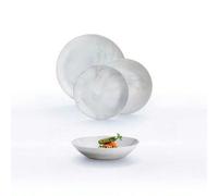 Shein Vajillas de vidrio Opal Diwali de - Gris, mármol, azul, verde y turquesa - En 18 y 12 piezas para 6 o 4 personas - Resistentes al choque térmico - Apt