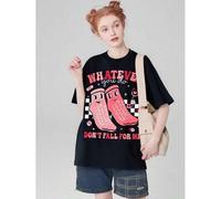 Shein Valentine's Day 'Don't Fall for Me' Nurse T-Shirt 100% Cotton, Black Short Sleeve, Single-Side Printed, Ideal Christmas/New Year Gift for Family and