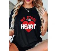 Shein Valentine's Day Love-Themed T-Shirt for Couples - Casual Short Sleeve, Round Neck, Women's Fashion, Valentine's Day Outfit Tee For Adult, Men, Women,