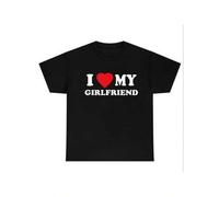 Shein Valentine's Day Men's Regular Fit "I Love My GF" Print Crew Neck Short Sleeve T-shirt, Graphic Tees for Men,Gift for Him, Graphic Tees