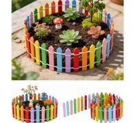 Shein Valla de madera mini de 30 cm de colores, barrera decorativa para exteriores, bordes lisos, valla de jardín de hadas en colores del arcoíris, accesori