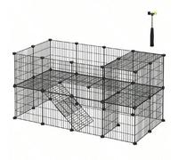 Shein Valla para animales domésticos, 2 niveles, recinto modulable, para animales pequeños, hámsters, conejos, conejillos de indias, paneles de malla, uso i