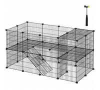 Shein Valla para animales domésticos, 2 niveles, recinto modulable, para animales pequeños, hámsters, conejos, conejillos de indias, paneles de malla, uso i