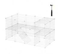 Shein Valla para Mascotas 2 Niveles, Recinto modulable, para Animales pequeños, hámsters, Conejos, Cerdo Pavo, Paneles de Malla para Uso Interior, 143 x 73