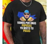 Shein VAMOS POR UNAS PUPUSAS YO INVITO TU PAGAS Camiseta Hombre Divertida Moda Casual Juvenil Estilo Original Regalo Creativo Oferta Especial Promoción Excl