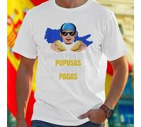 Shein VAMOS POR UNAS PUPUSAS YO INVITO TU PAGAS Camiseta Hombre Divertida Moda Casual Juvenil Estilo Original Regalo Creativo Oferta Especial Promoción Excl