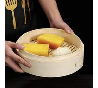 Shein Vaporera de bambú con tapa: ideal para cocinar al vapor dumplings, dim sum, verduras, rollos y pescado. La cocción al vapor es saludable y conserva lo