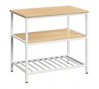 Shein VASAGLE Isla de Cocina con Encimera Grande, Estantería de Cocina de 3 Niveles, Marco de Acero, 60 x 100 x 90 cm, Estilo Industrial, Fácil de Montar, M