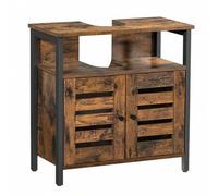 Shein VASAGLE Mueble bajo Lavabo, Armario de baño, Armario de Almacenamiento, 60 x 30 x 60 cm, con Marco de Acero, Puertas persianas, Tabla Ajustable, Estil