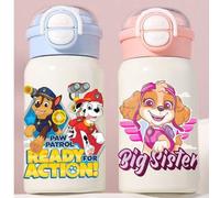 Shein Vaso aislado de 500ml de Paw Patrol con pajita y tapa abatible, taza portátil de gran capacidad para bebidas/jugos, adecuada para viajes al aire libre