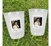 Shein Vasos personalizables reutilizables de plástico con impresión de letras. Vasos para bodas. Vasos de degustación de muestra, resistentestas temperatura