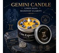 Shein Vela aromática de 3 oz con aroma a limón y albahaca de la colección Gemini Zodiac, velas aromáticas con aroma cítrico fresco, regalo de cumpleaños de