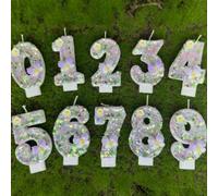 Shein Vela de cumpleaños con mariposa morada, vela con número de mariposa colorida, vela de cumpleaños genérica con número en forma de diamante 3D, decoraci