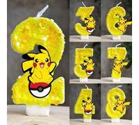Shein Velas con números (0-9) de Pikachu de Pokémon - ¡Velas para pastel de cumpleaños! Ideal para cumpleaños de niños y fiestas de baby shower. Diseño ador