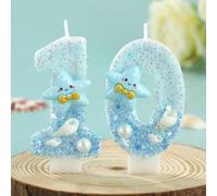Shein Velas de cumpleaños digitales con diseño de estrella de mar de playa oceánica, decoración creativa para fiesta de cumpleaños, serie de susurros del oc