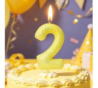 Shein Velas decorativas con números del 0 al 9 que brillan en la oscuridad, de color amarillo claro, para decorar pasteles de cumpleaños, bodas y aniversari