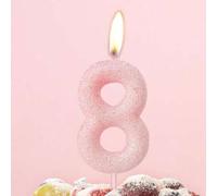 Shein Velas decorativas con números del 0 al 9 que brillan en la oscuridad en color rosa claro para decorar pasteles de cumpleaños, bodas, San Valentín y an