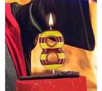 Shein Velas decorativas con temática mágica de números del 0 al 9 a rayas marrones y amarillas para fiesta de cumpleaños o aniversario