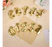 Shein Velas digitales de cumpleaños/aniversario doradas/velas de reina/velas de princesa/velas digitales de corona noble/colores creativos/velas de cumpleañ