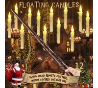 Shein Velas flotantes de Harry con control remoto de varita de Potter, velas cónicas que funcionan con pilas, velas flotantes colgantes para Navidad, bodas,