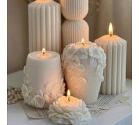 Shein Velas perfumadas de arte nórdico, regalos de fragancias para el hogar, velas decorativas con forma de flor de ratán y peonía, decoración de velas cilí
