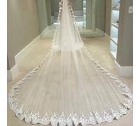 Shein Velo de novia largo de encaje completo de 3 metros de una capa con peine, accesorios de boda, Veu Velo Noiva