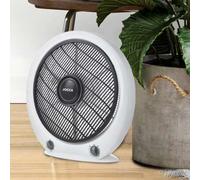 Shein Ventilador Box de 30cm JOCCA blanco, con 3 velocidades, 5 aspas, difusor rotativo 360º, temporizador 1h con autoapagado, diseño compacto, potente y