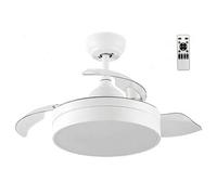 Shein Ventilador con Lámpara LED de 72W - Ventilador Invisible Ultraligero y Silencioso con Control Remoto y Aspas Retráctiles Φ52*H40 cm - Luz Fría/Neutra/