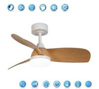 Shein Ventilador DC MOLINE L blanco/haya led Dimable 3 temperaturas control remoto AkunaDecor