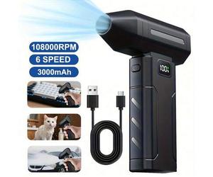 Shein Ventilador de alta velocidad recargable de 3000mAh para eliminar el polvo - Enfriador de aire eléctrico personal, Limpiador de aire comprimido inalámb