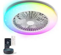Shein Ventilador de techo Alexa, luz LED de 40W, 4400LM, 2700K-6500K y RGB regulable, lámpara de ventilador de techo inteligente con control remoto y puerta