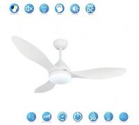 Shein Ventilador de techo KARMA blanco led dimable motor DC, temporizador, 120cm. AkunaDecor