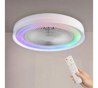 Shein Ventilador de techo LED de 36W regulable de Mimotech, con luz CCT + RGBIC, motor DC de 19.5W, silencioso, control remoto, diseño moderno