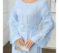 Shein Vestido acampanado con estampado floral, cuello redondo y mangas de campana, estilo árabe, para primavera/verano