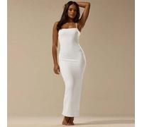 Shein Vestido ajustado con tirantes de suave mantequilla, vestidos básicos de verano para vacaciones, bodas, eventos, vacaciones en Ibiza, playa, otoño, sal