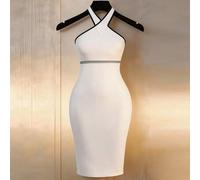 Shein Vestido ajustado de verano con cuello de halter cruzado elegante para mujer de talla grande