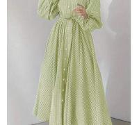 Shein Vestido árabe de manga larga a cuadros y refrescante para mujer, primavera